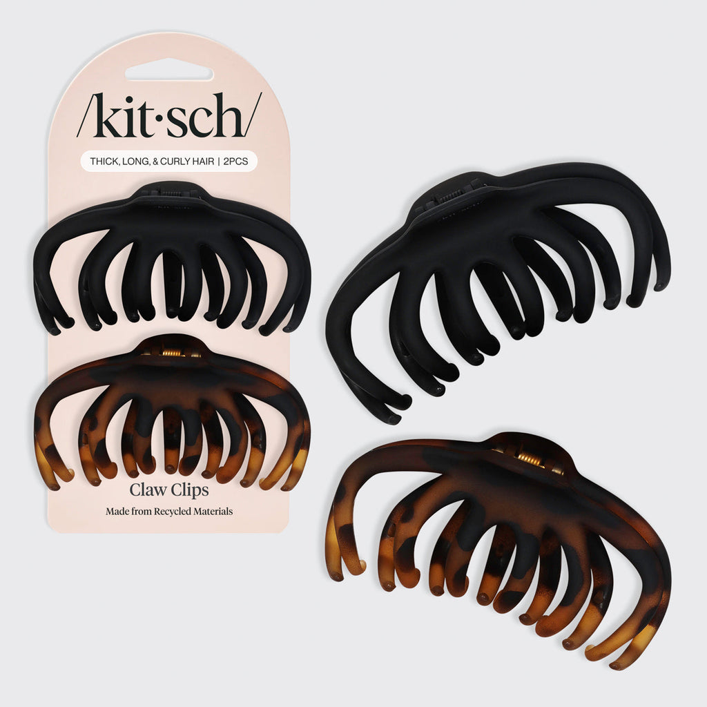 Black and Tort Octopus Claw Clips 2pc Set - Everyday Essentials