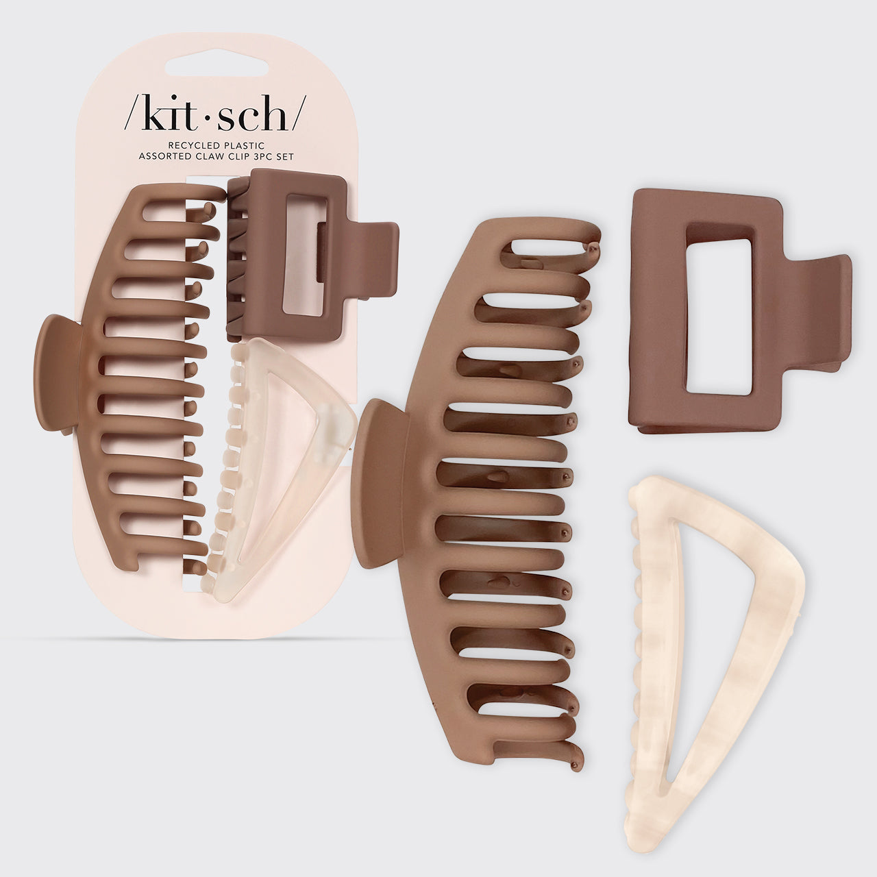 Recycled Plastic Assorted Claw Clip 3pc - Oversized Claw Clip - Curated Collection