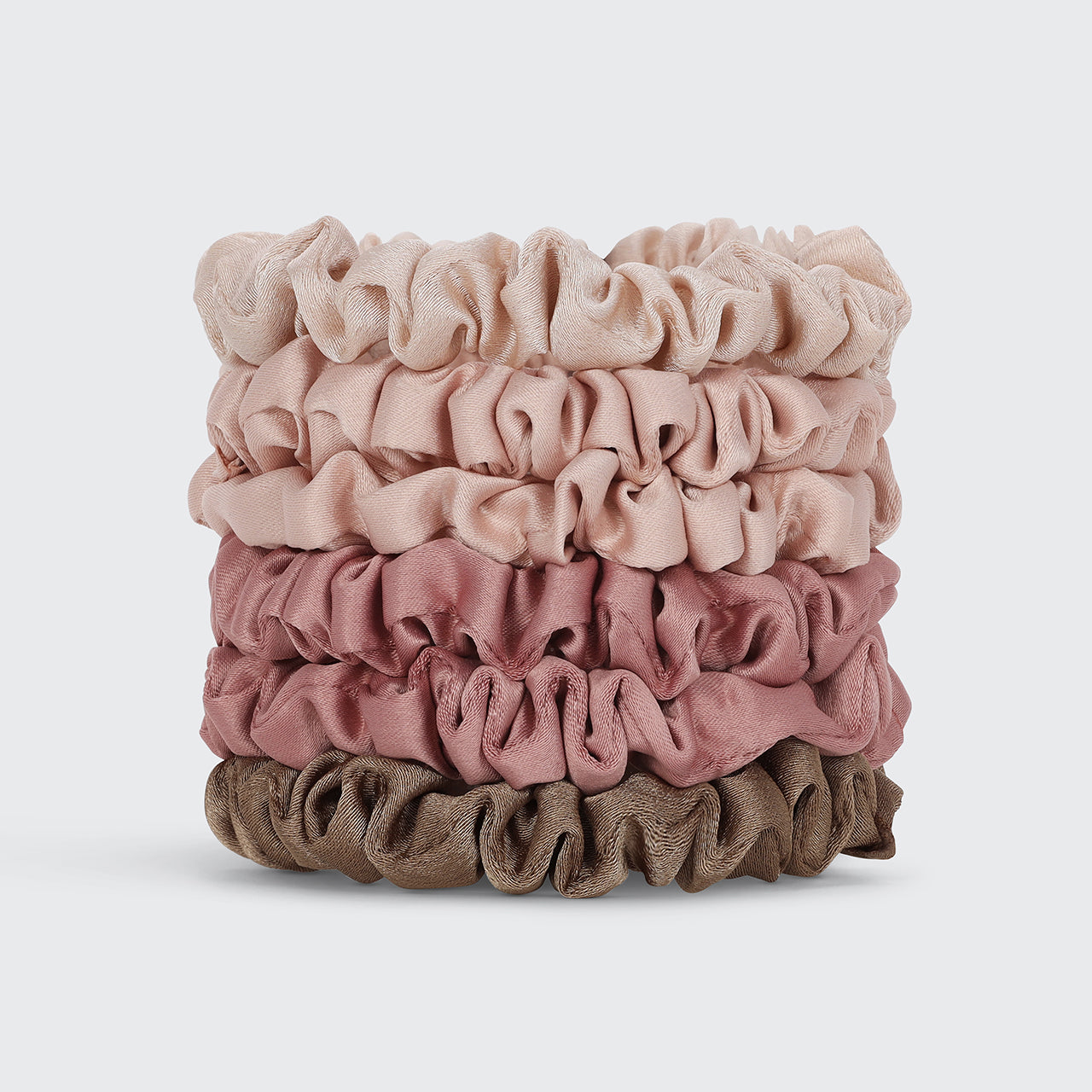 Terracotta Ultra Petite Satin Scrunchies 6pc Set - Everyday Essentials