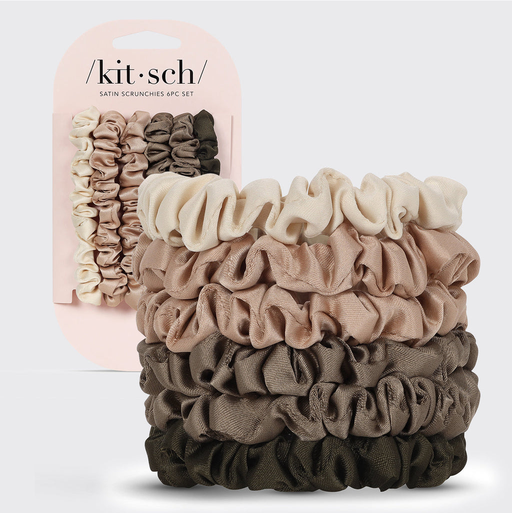 Eucalyptus Ultra Petite Satin Scrunchies 6pc set - Everyday Essentials