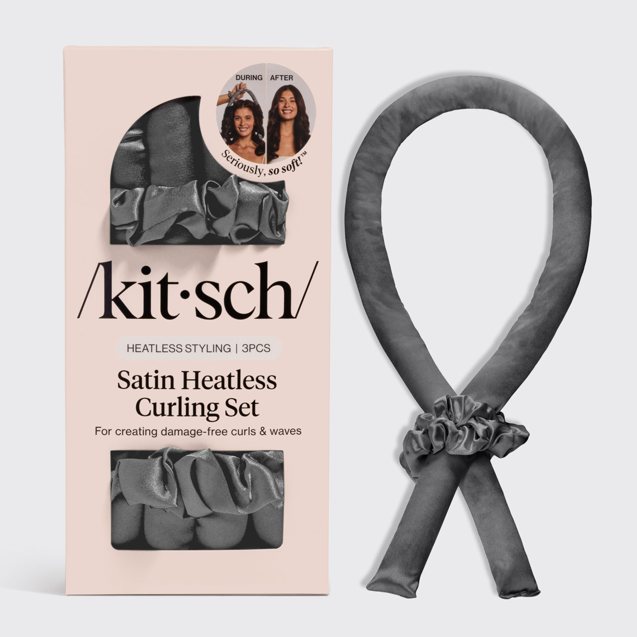 Charcoal Satin Heatless Curling Set - Signature Selection