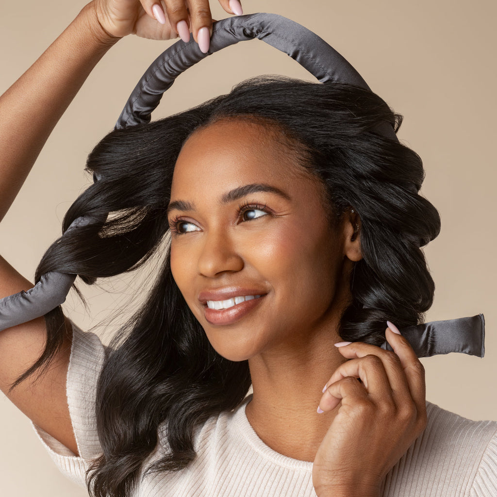 Charcoal Satin Heatless Curling Set - Signature Selection