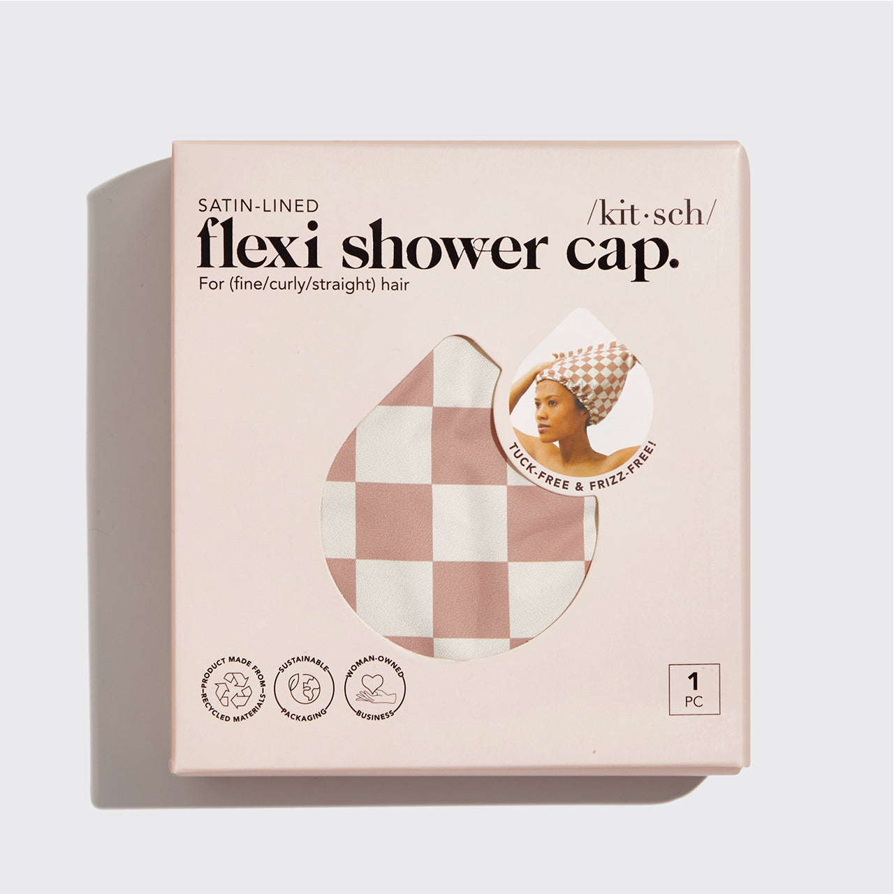 Satin Lined Flexi Shower Cap and Blush Oversized Satin Bonnet Bundle - Everyday Essentials