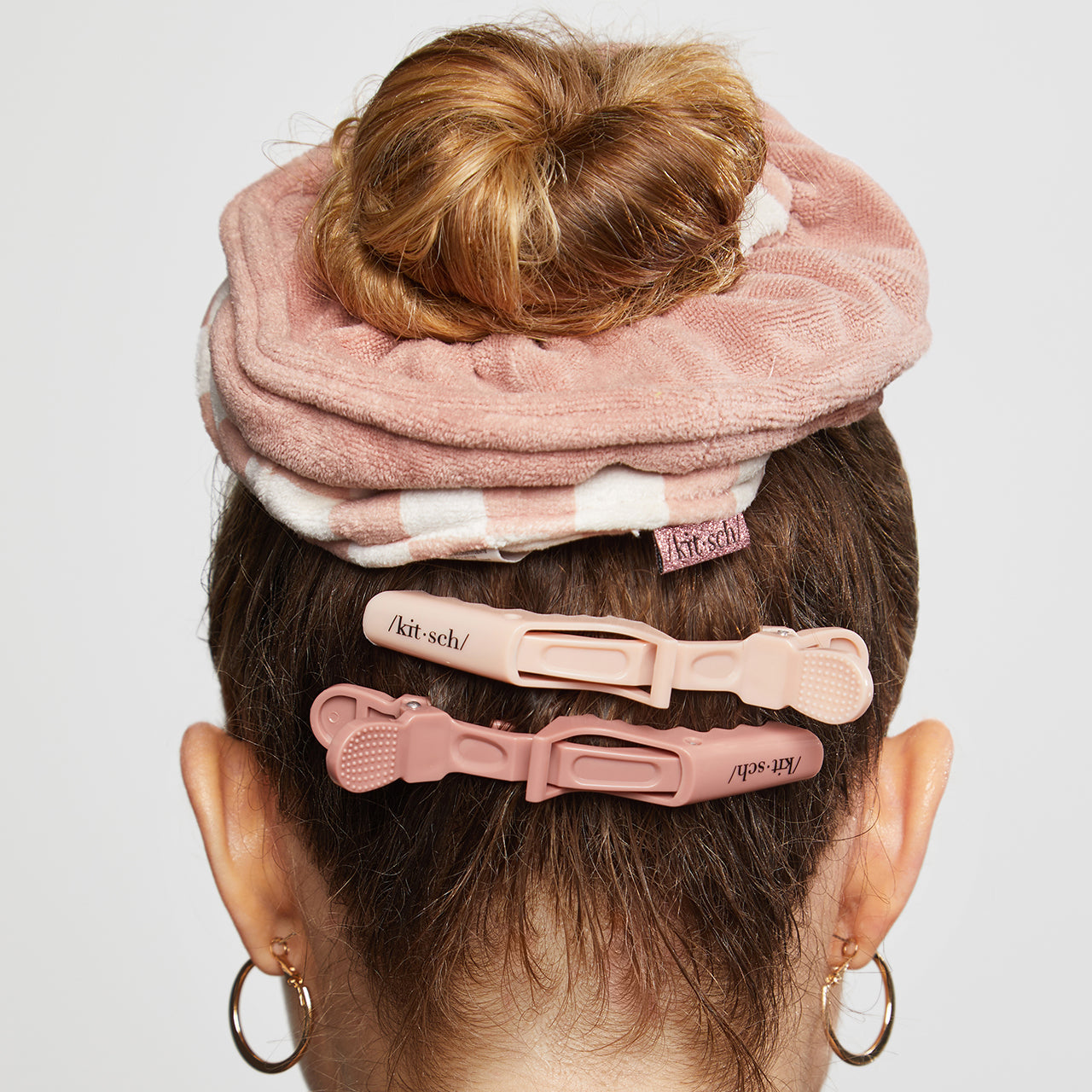 Terracotta Checker Microfiber Towel Scrunchies 2pc Set - Curated Collection