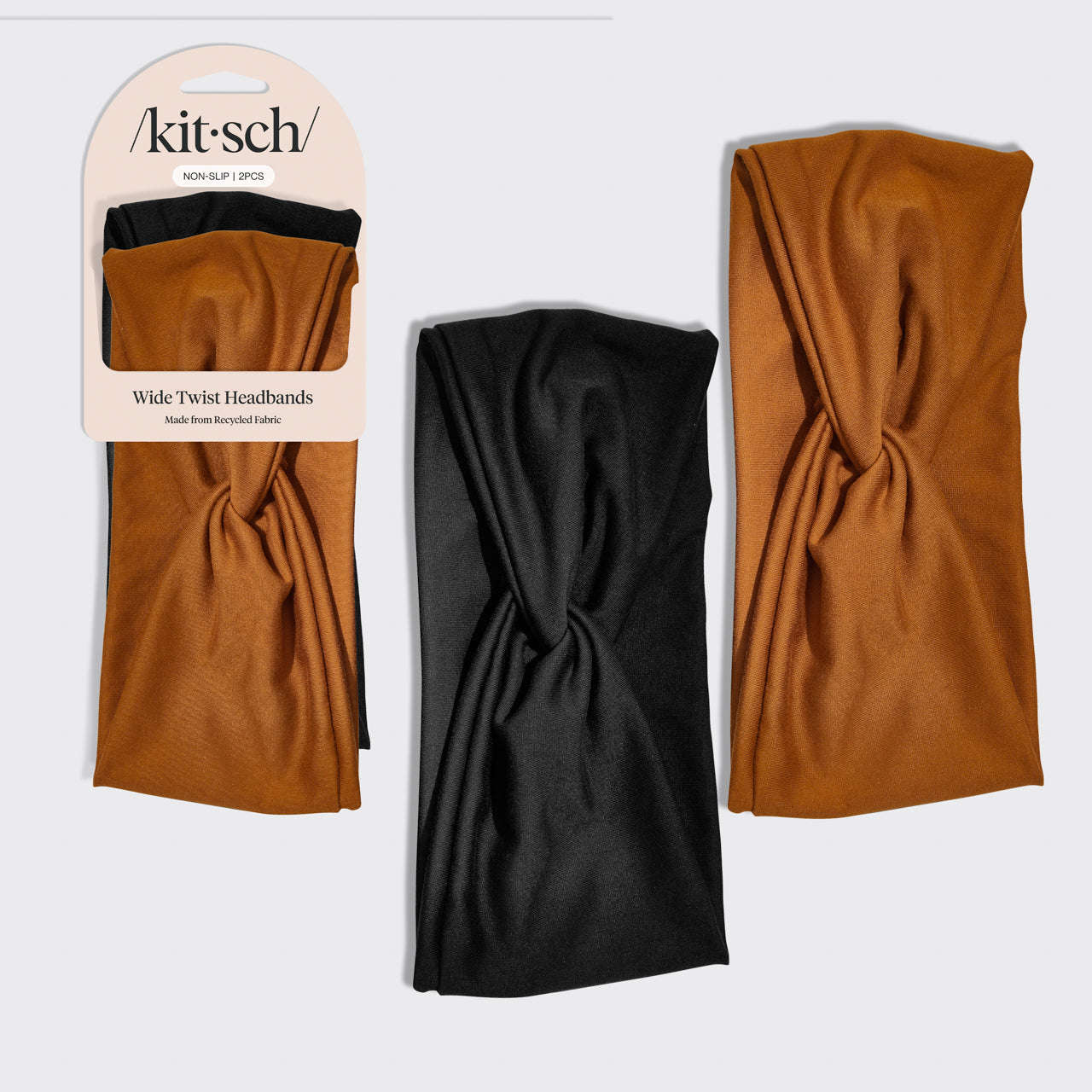 Black and Camel Wide Headbands 2pc Set - Signature Selection