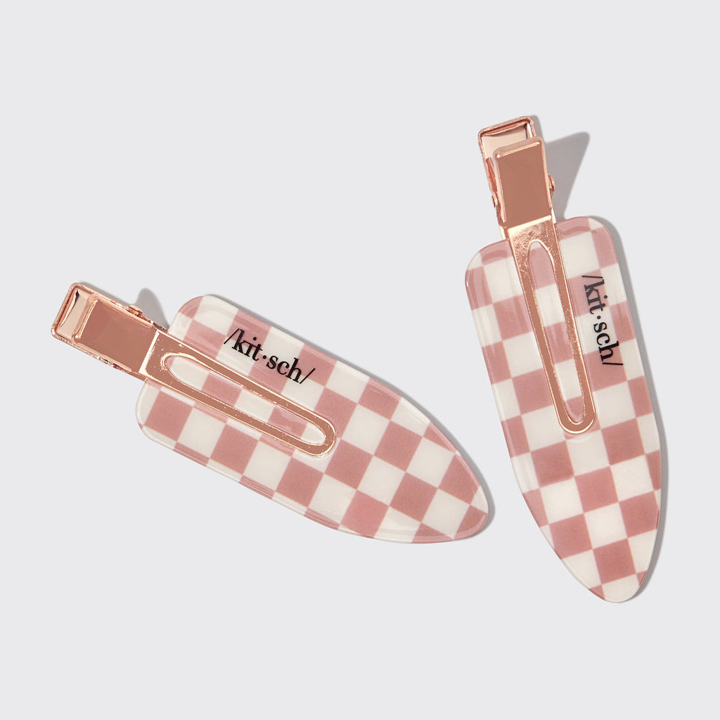 XL Terracotta Checker Creaseless Clips 2pc Set - Curated Collection