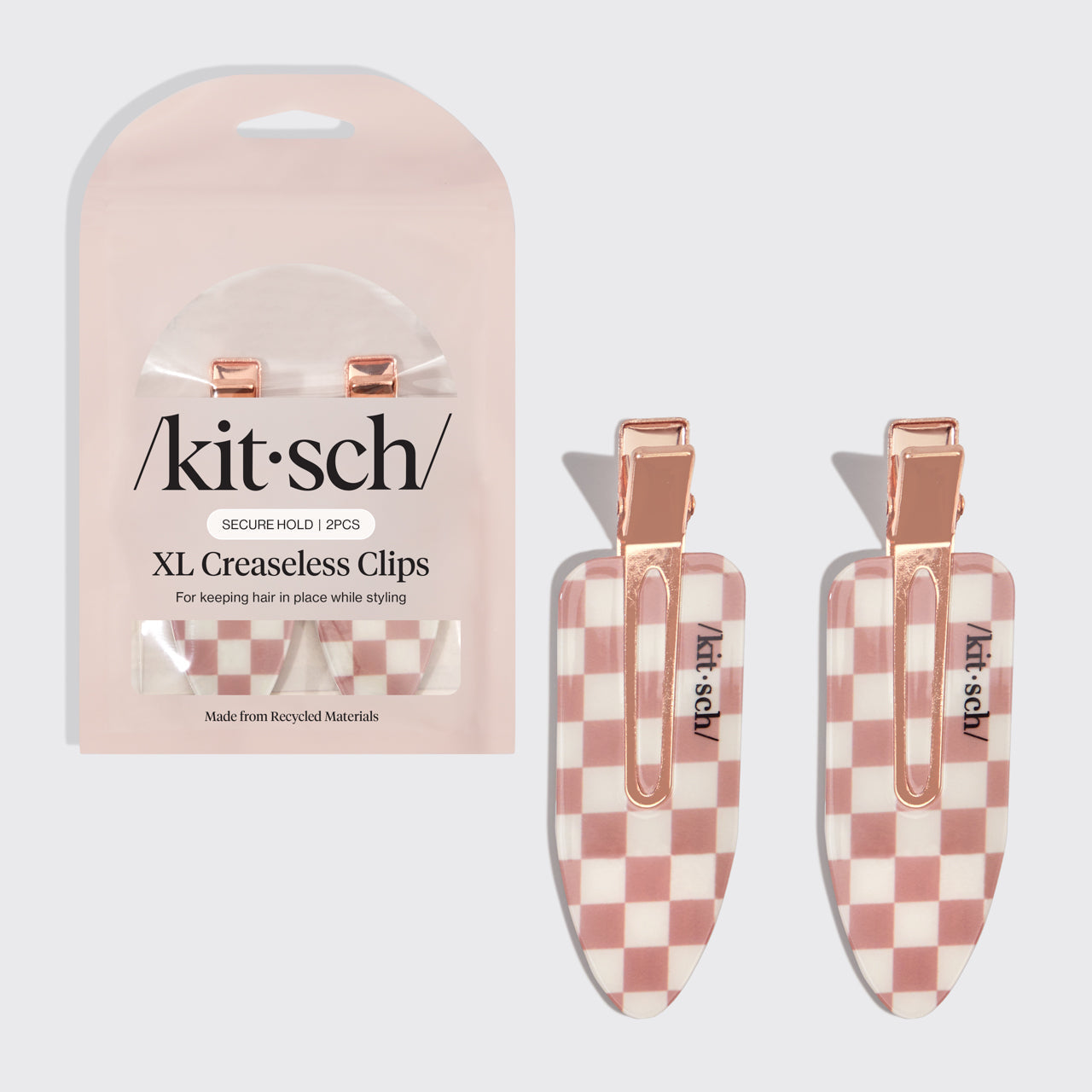 XL Terracotta Checker Creaseless Clips 2pc Set - Curated Collection