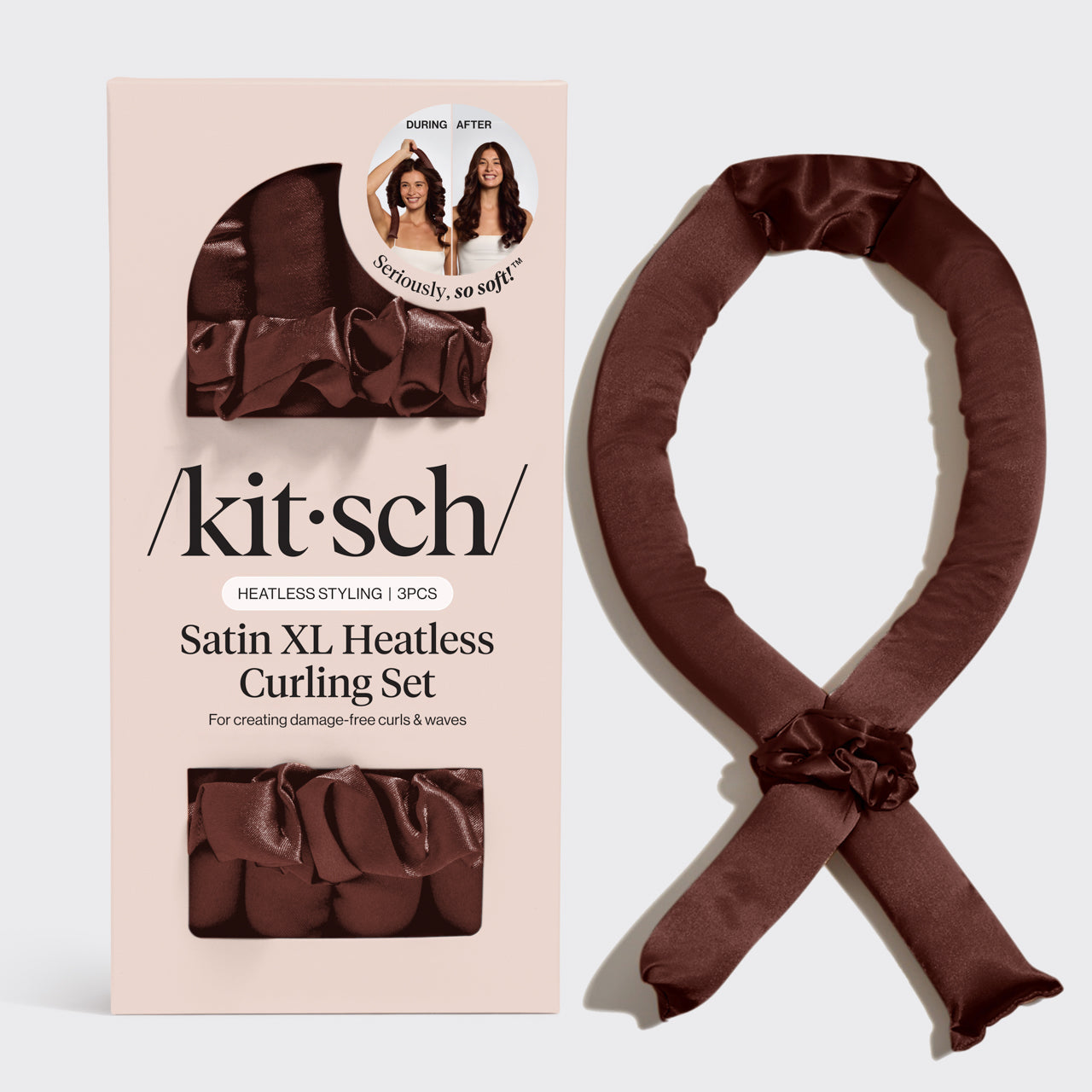 Chocolate XL Satin Heatless Curling Set - Everyday Essentials