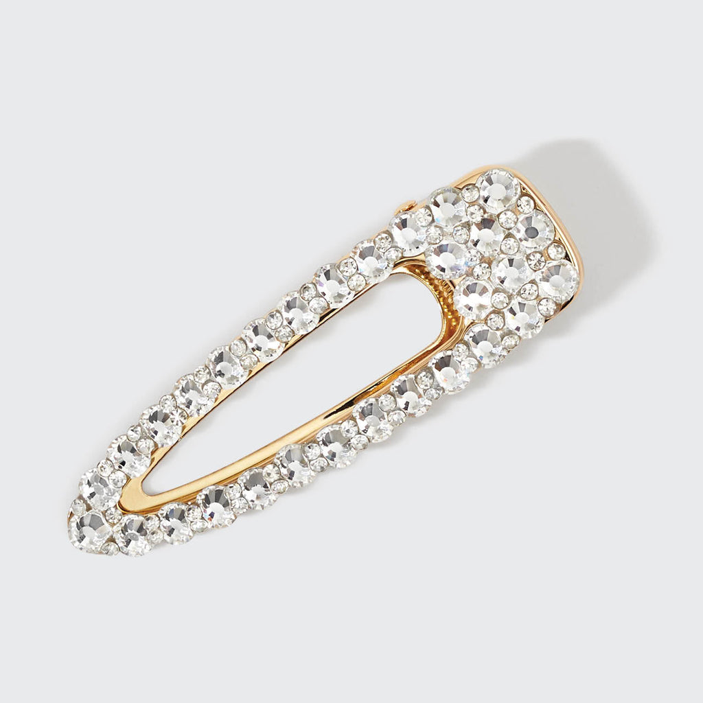 Metal Rhinestone Large Open Shape Hair Clip - Gold - Curated Collection