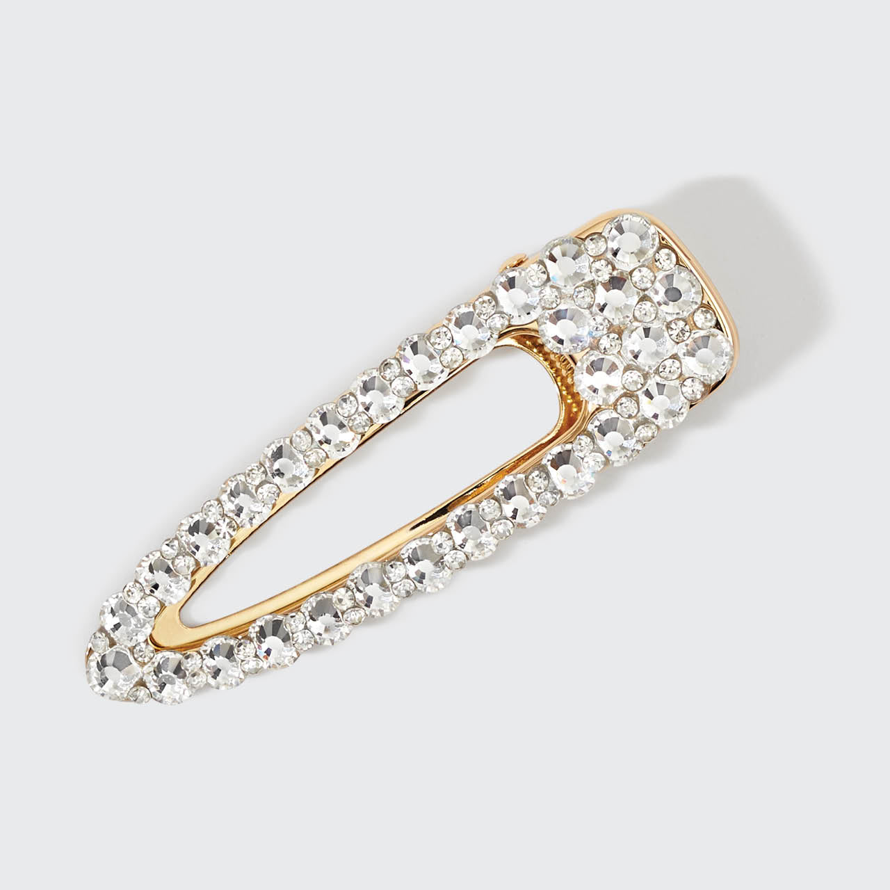 Metal Rhinestone Large Open Shape Hair Clip - Gold - Curated Collection