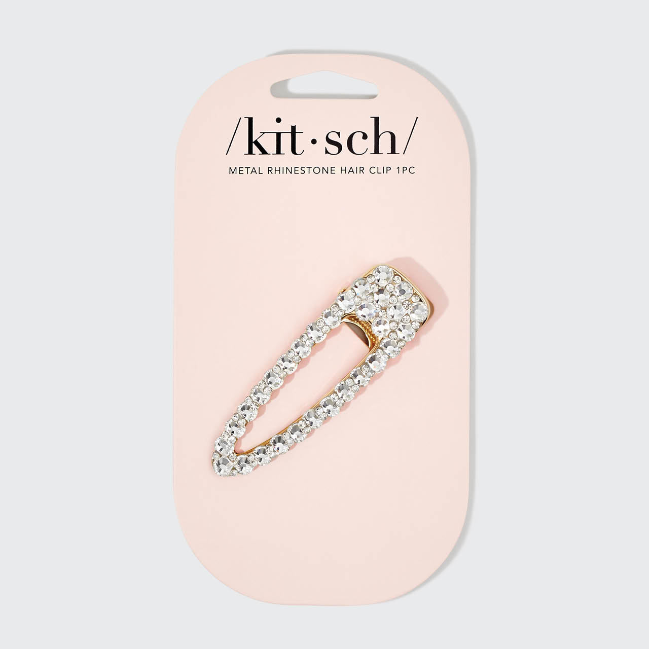 Metal Rhinestone Large Open Shape Hair Clip - Gold - Curated Collection