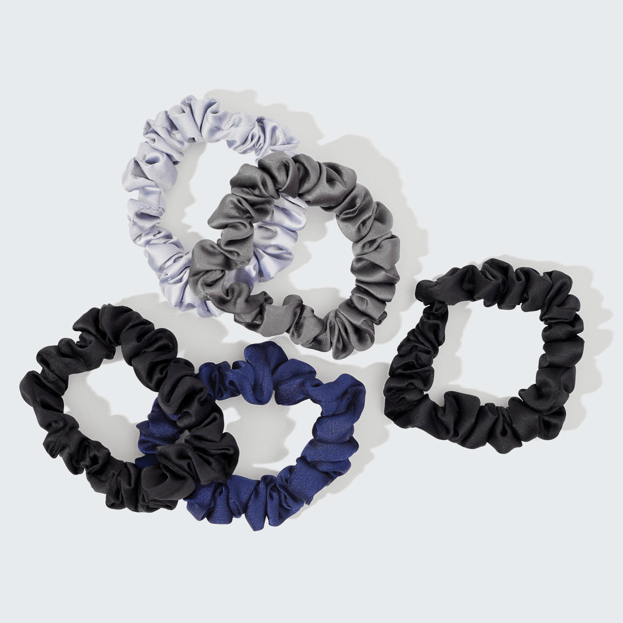 Midnight Satin Petite Scrunchies 5pc Set - Signature Selection