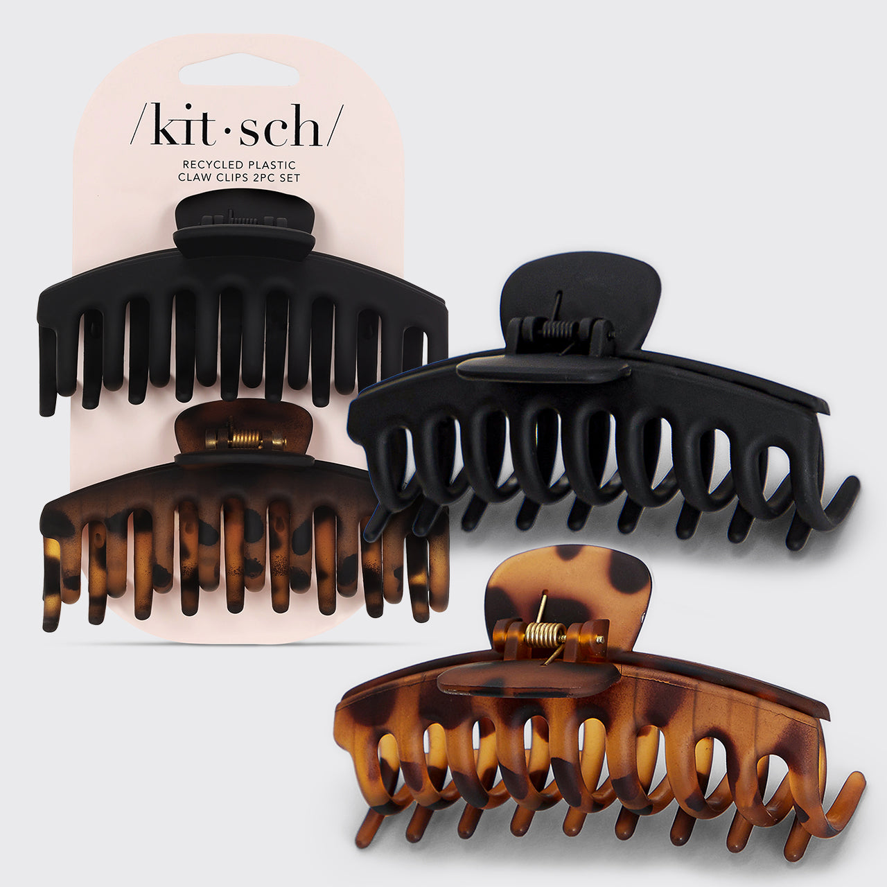 Black and Tort Matte Claw Clips 2pc Set - Oversized - Signature Selection