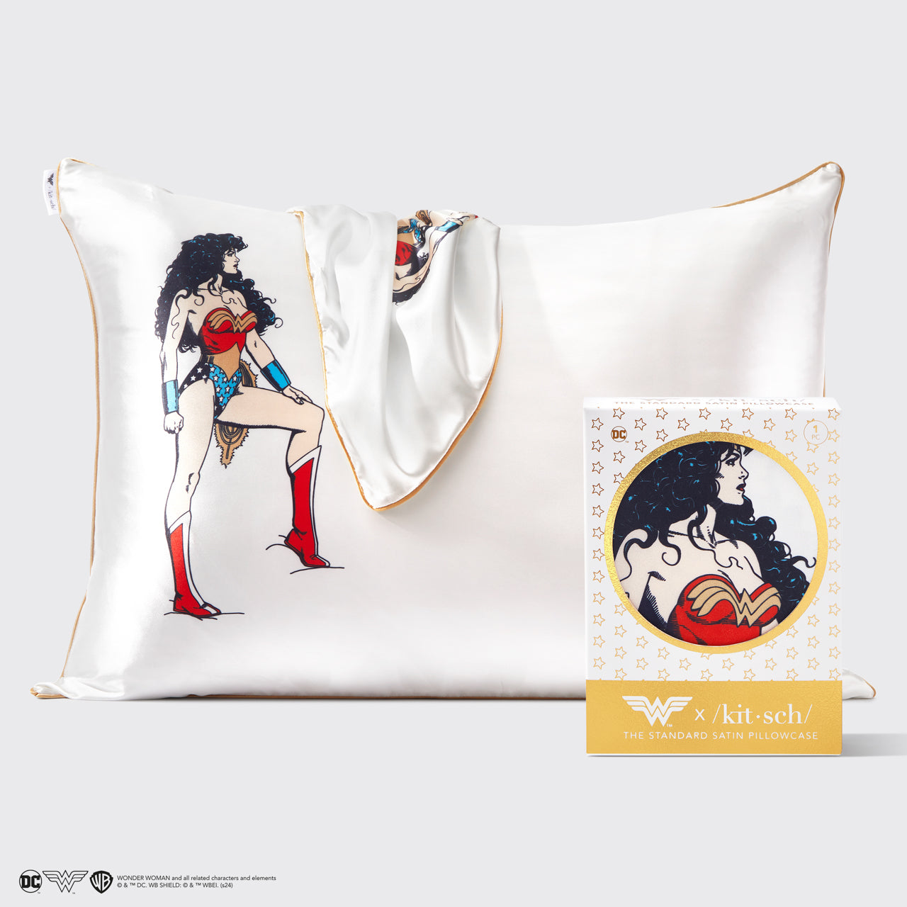 Kitsch x Wonder Woman Satin Pillowcase in Believe in Wonder - Curated Collection