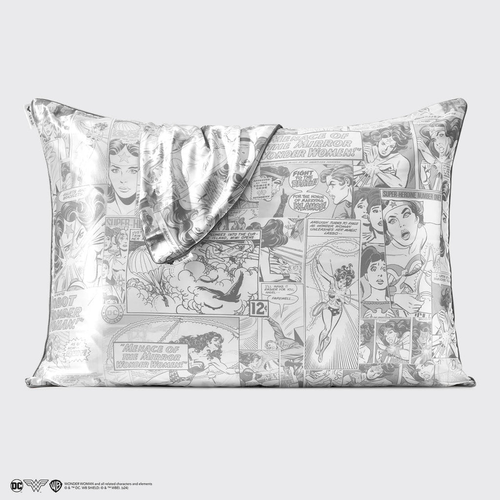 Kitsch x Wonder Woman Satin Pillowcase in Comic Print - Everyday Essentials