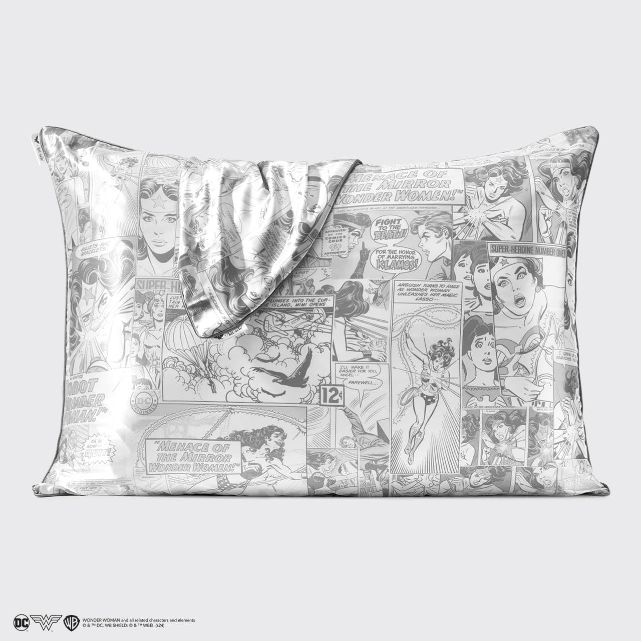 Kitsch x Wonder Woman Satin Pillowcase in Comic Print - Everyday Essentials