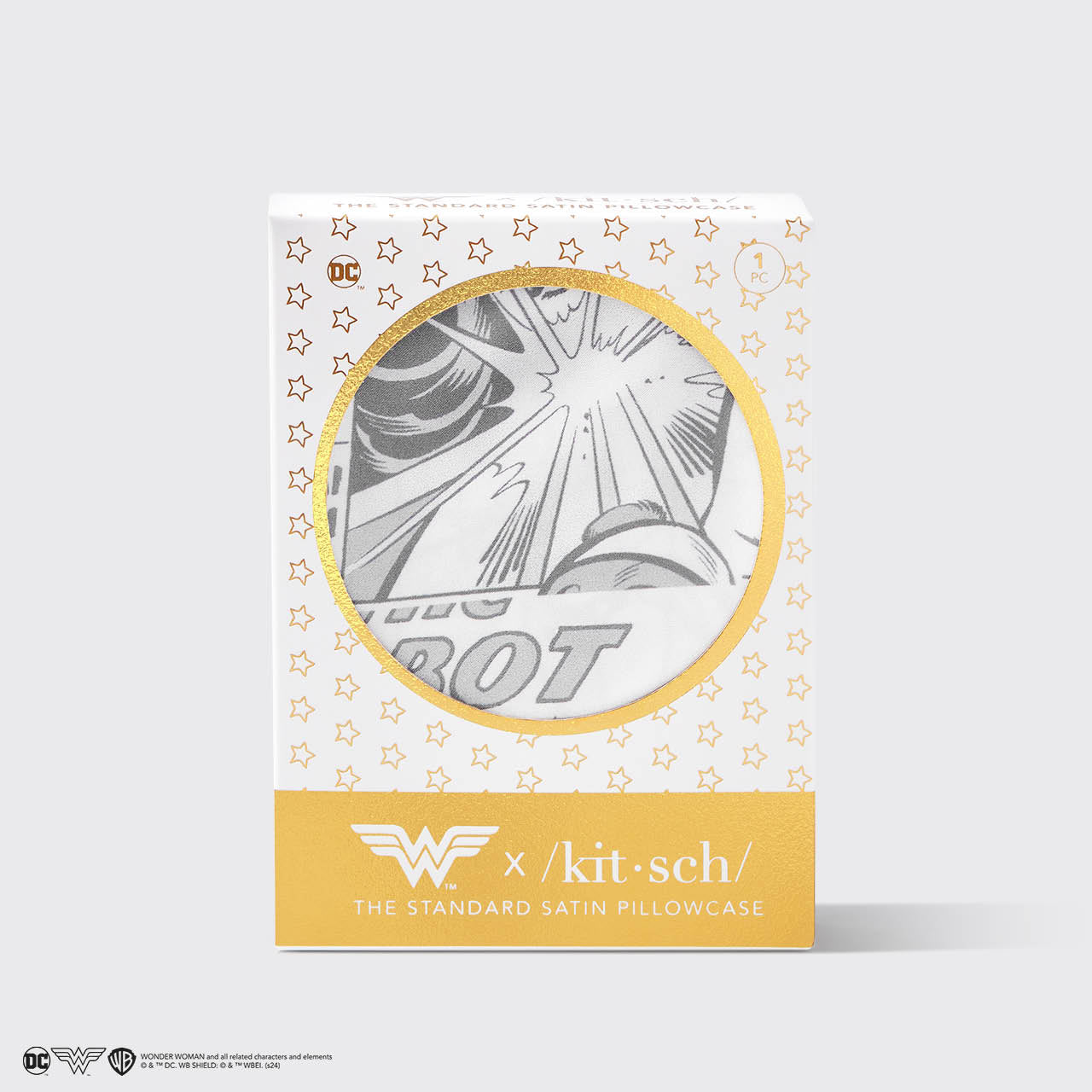 Kitsch x Wonder Woman Satin Pillowcase in Comic Print - Everyday Essentials