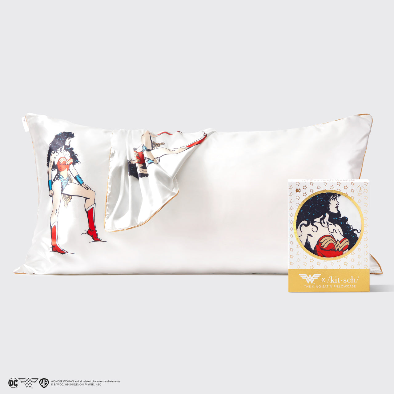 Kitsch x Wonder Woman Satin Pillowcase in Believe in Wonder - King - Curated Collection