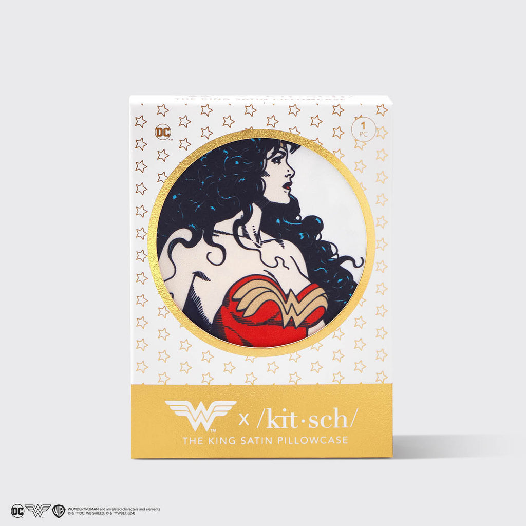 Kitsch x Wonder Woman Satin Pillowcase in Believe in Wonder - King - Curated Collection