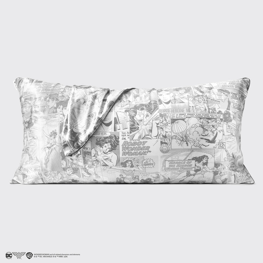 Kitsch x Wonder Woman Satin Pillowcase in Comic Print - King - Everyday Essentials