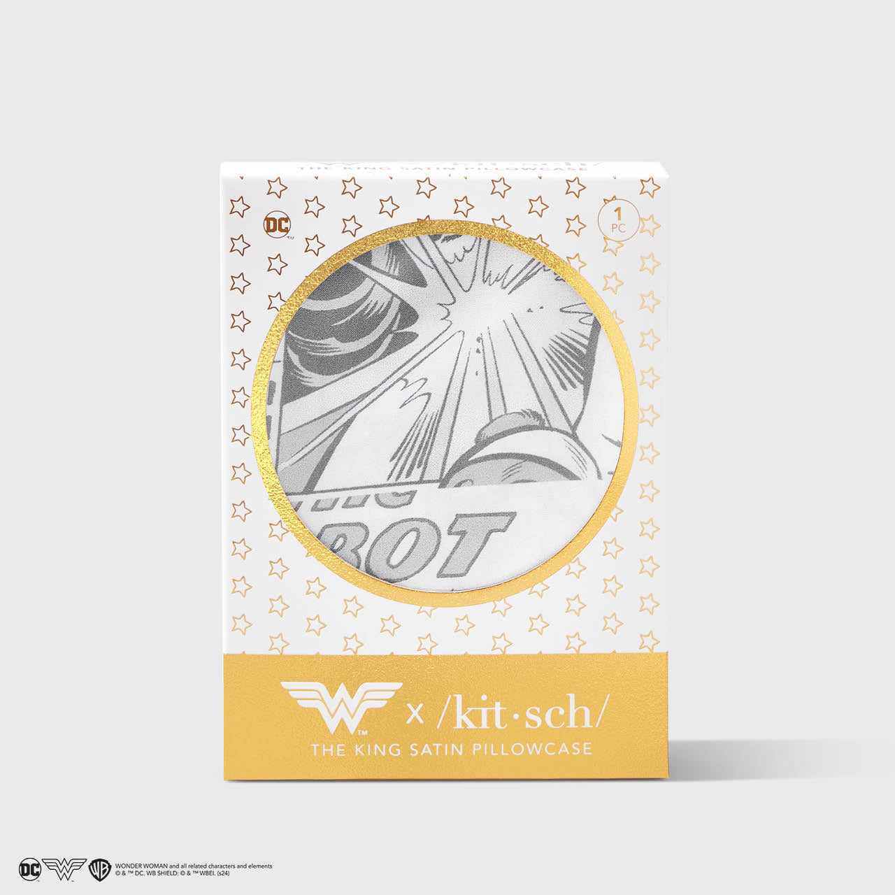 Kitsch x Wonder Woman Satin Pillowcase in Comic Print - King - Everyday Essentials