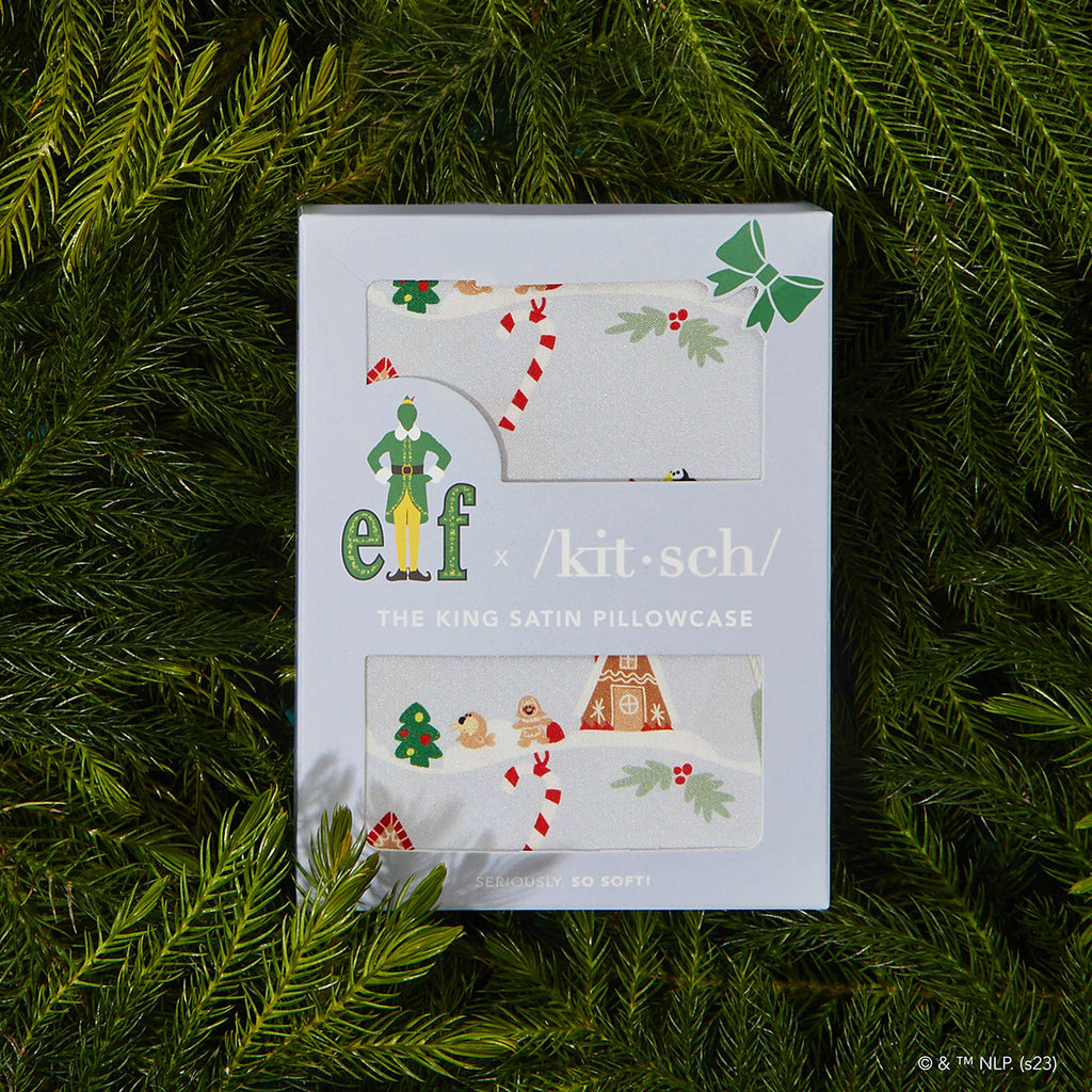 Kitsch x elf Satin Pillowcase in Periwinkle Christmas - King - Signature Selection