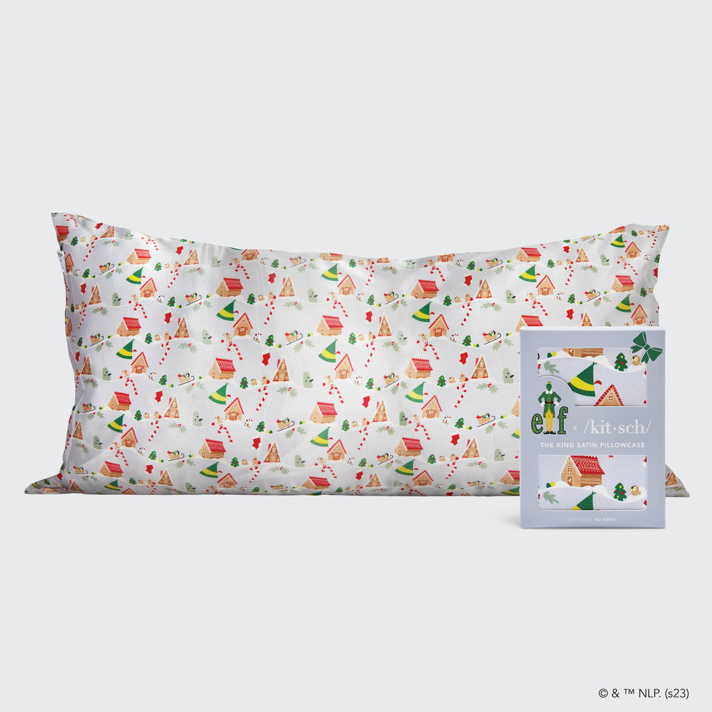 Kitsch x elf Satin Pillowcase in Periwinkle Christmas - King - Signature Selection