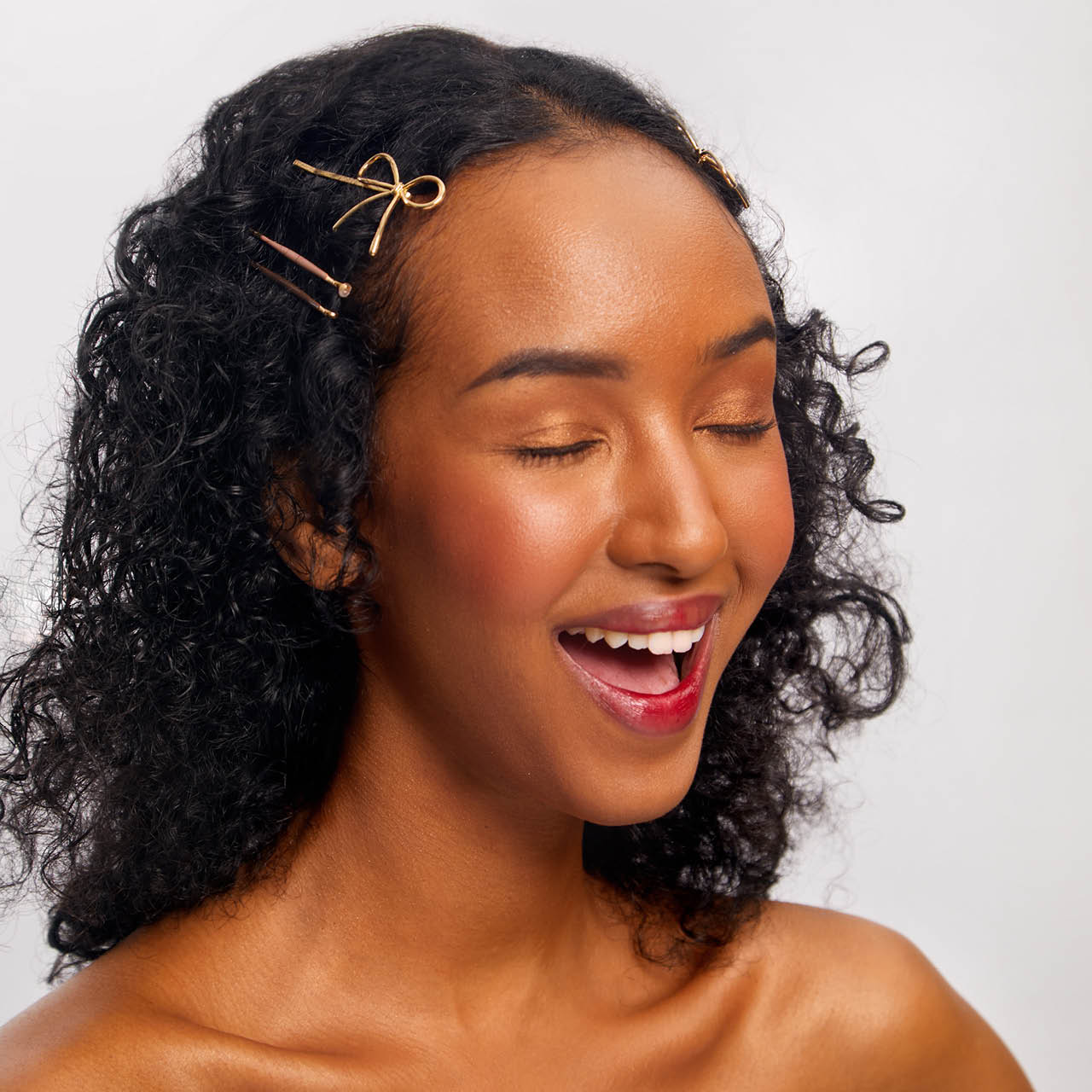 Metal Enamel Puffy and Bow Bobby Pins 8pc Set- Rosewood - Everyday Essentials
