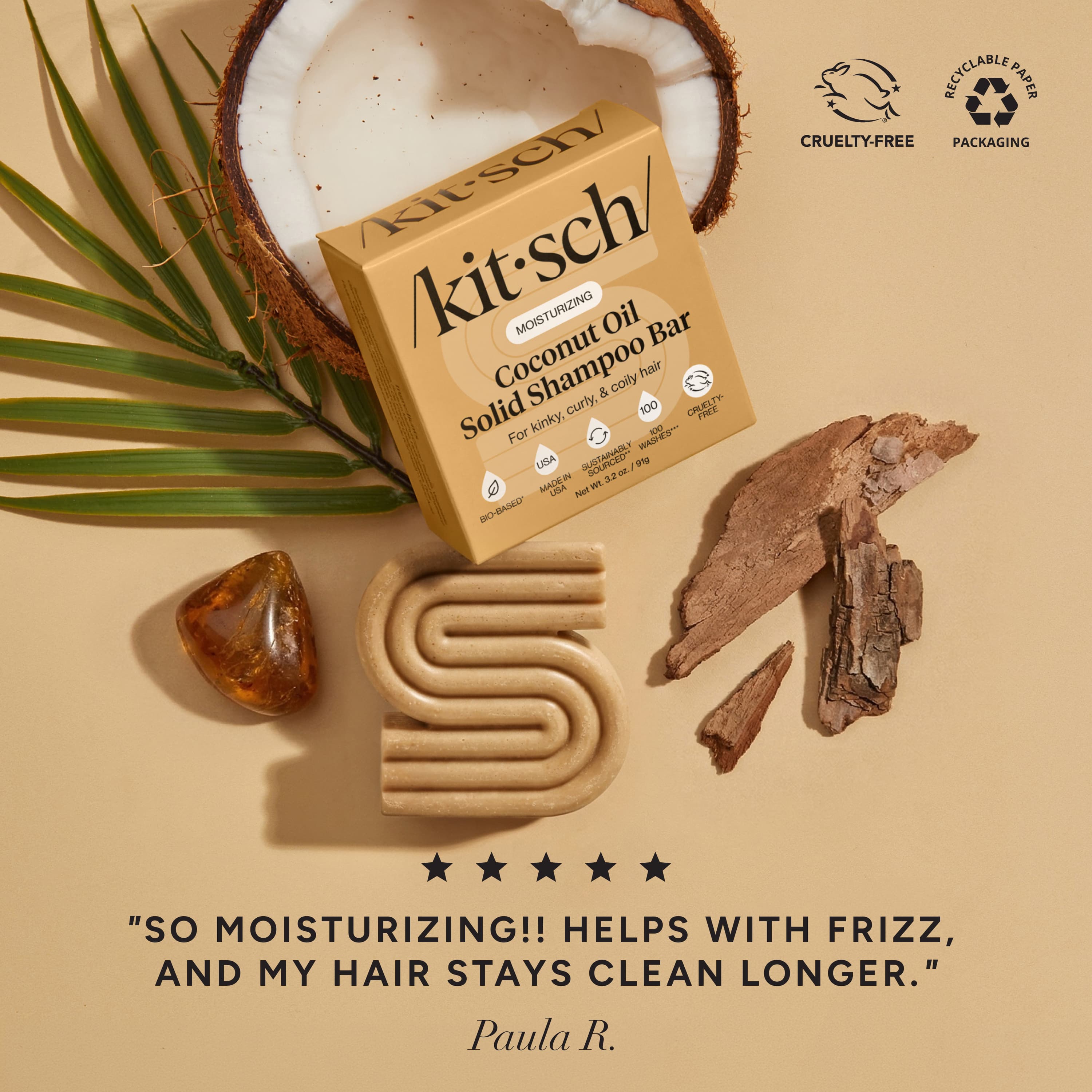 Coconut Oil Shampoo and Conditioner Bar Combo for Dry Damaged Hair - Everyday Essentials