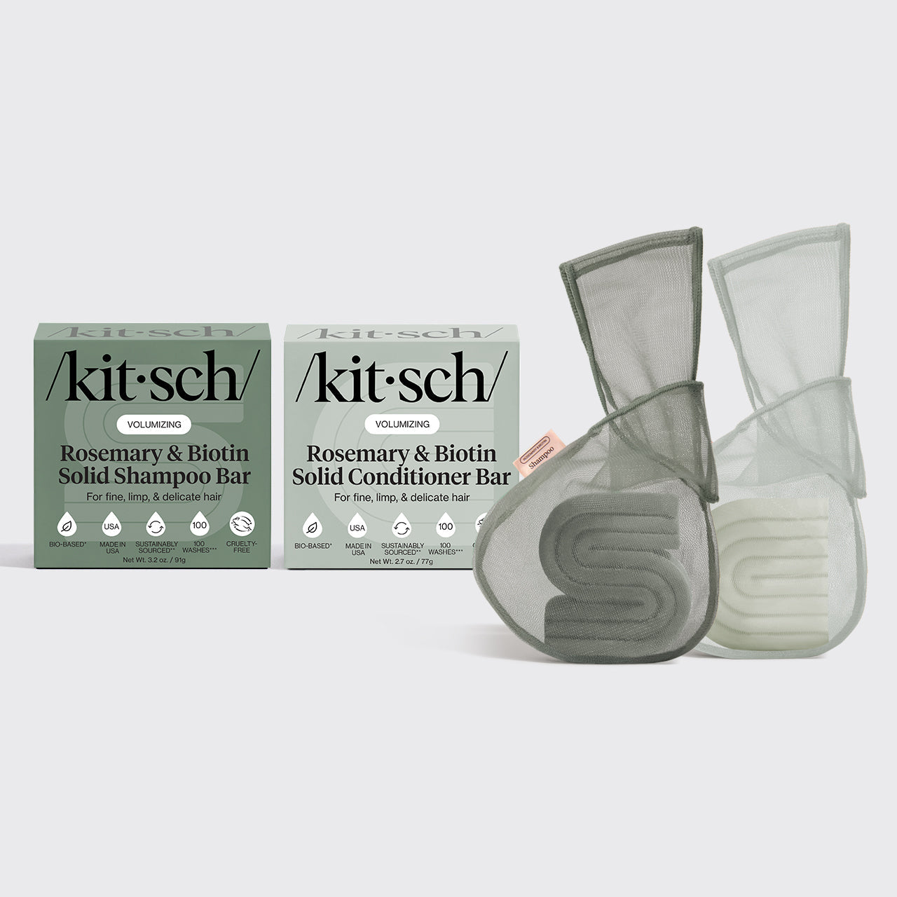 Rosemary and Biotin Shampoo and Conditioner Combo and Bar Saver Bags Bundle - Curated Collection