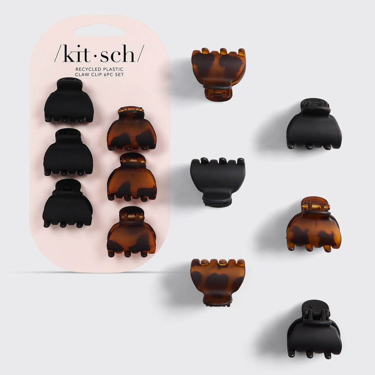 Black and Tort Claw Clips 6pc Set - X-Small - Curated Collection