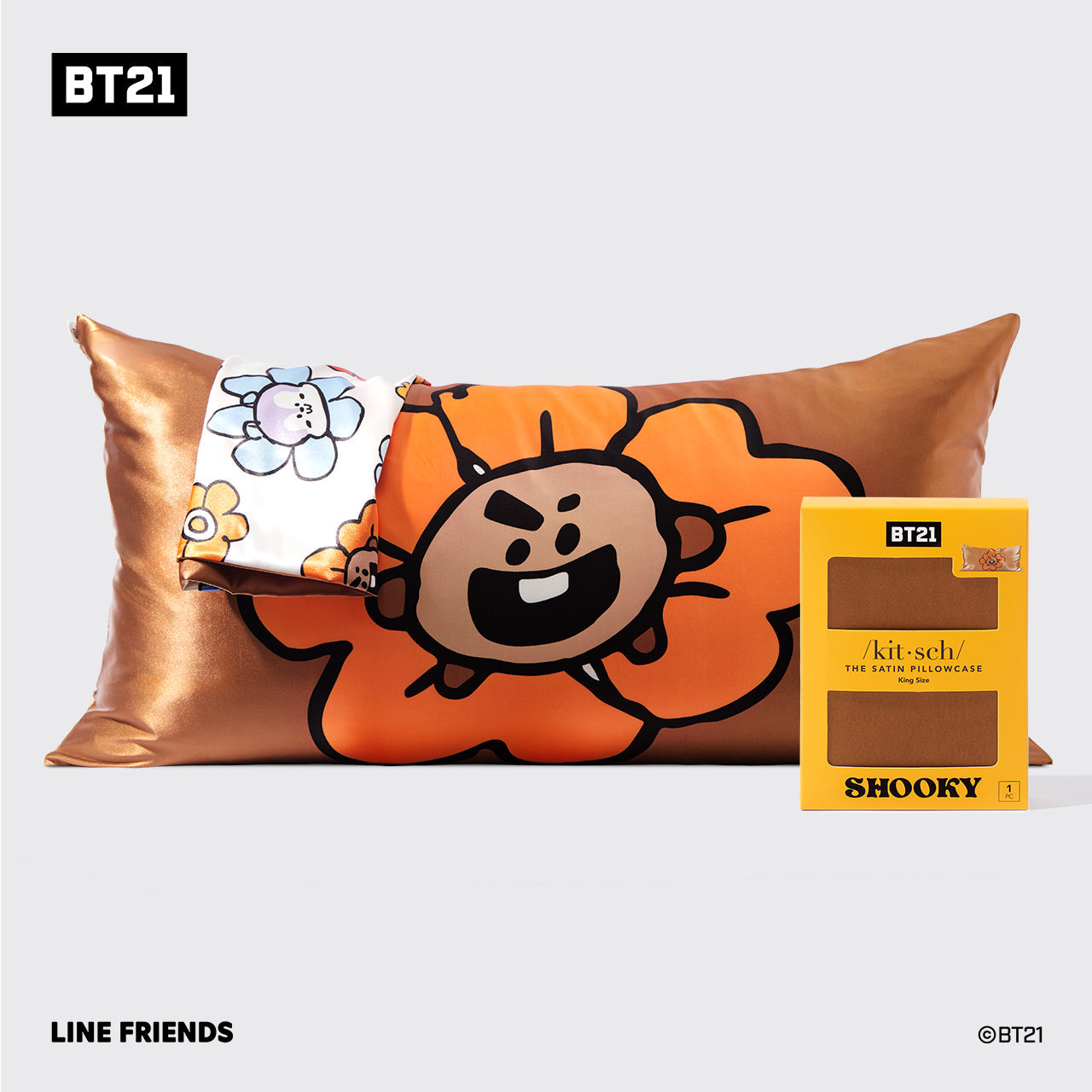 Kitsch x BT21 Satin Pillowcase in SHOOKY - King - Everyday Essentials