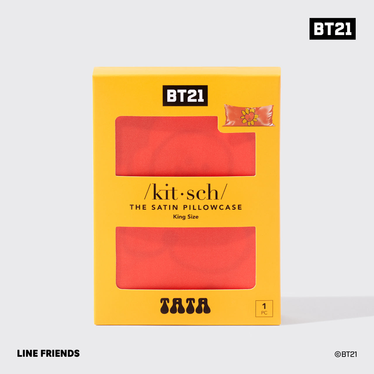 Kitsch x BT21 Satin Pillowcase in TATA - King - Everyday Essentials