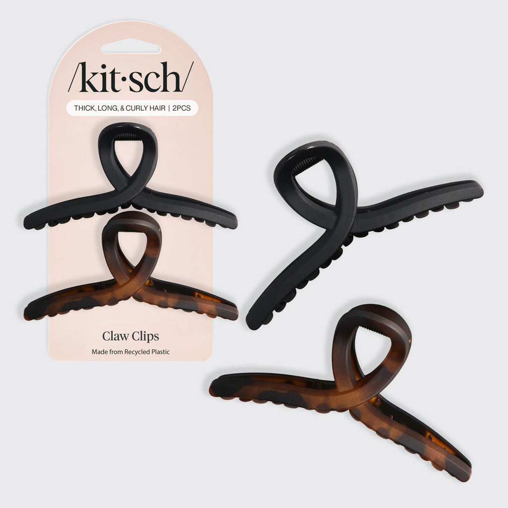 Black and Tort Loop Claw Clips 2pc Set - Large - Curated Collection