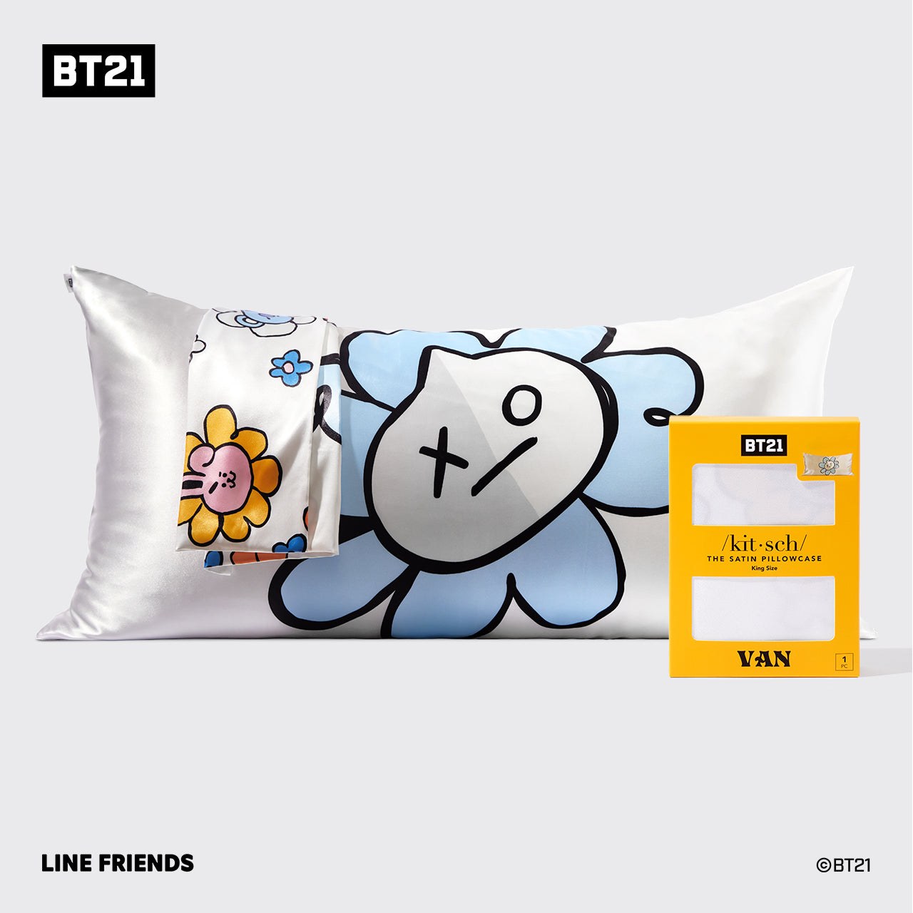 Kitsch x BT21 Satin Pillowcase in VAN - King - Signature Selection