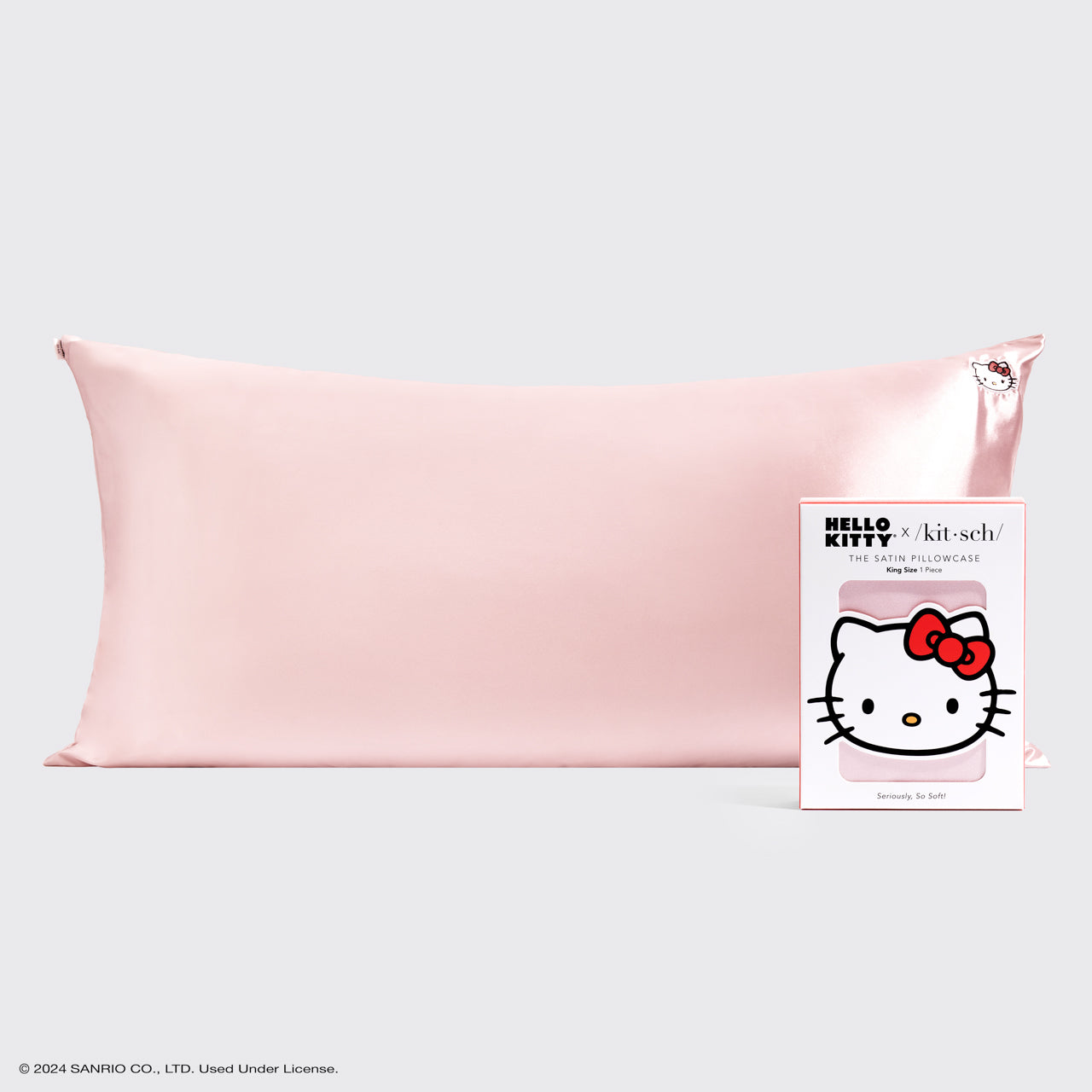 Kitsch x Hello Kitty Satin Pillowcase in Pink Hello Kitty Face - King - Everyday Essentials
