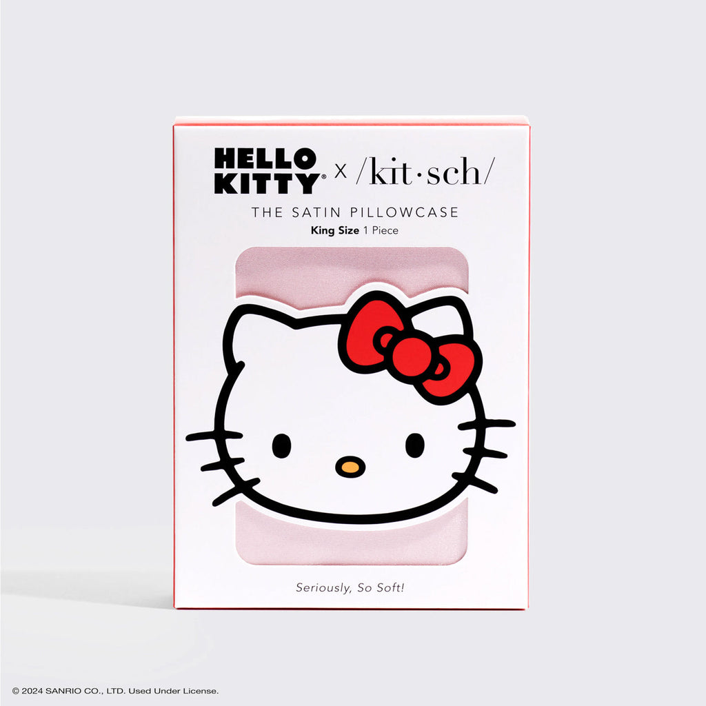 Kitsch x Hello Kitty Satin Pillowcase in Pink Hello Kitty Face - King - Everyday Essentials