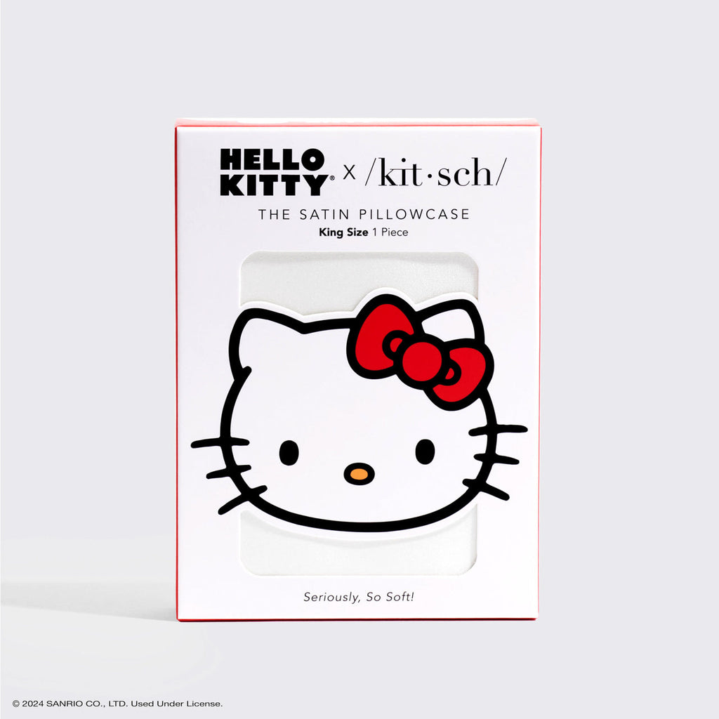 Kitsch x Hello Kitty Satin Pillowcase in Ivory Kitty Bow - King - Signature Selection