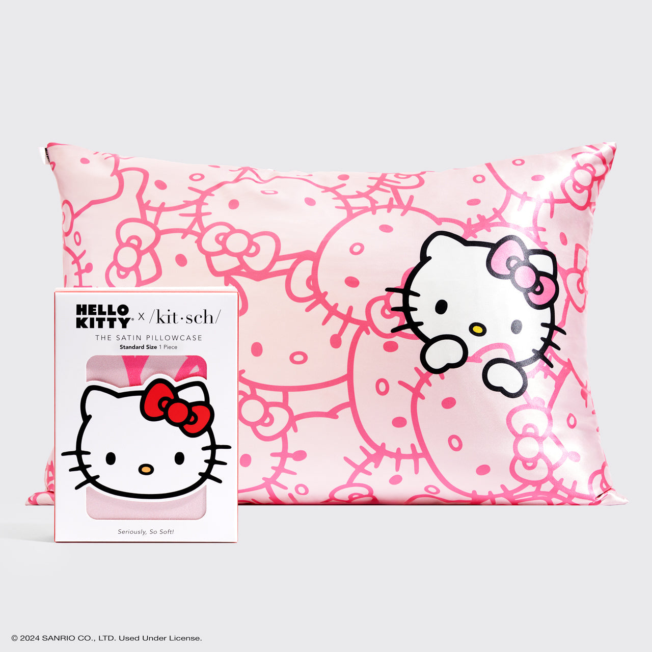 Kitsch x Hello Kitty Satin Pillowcase in Pink Hello Kitty Faces - Curated Collection