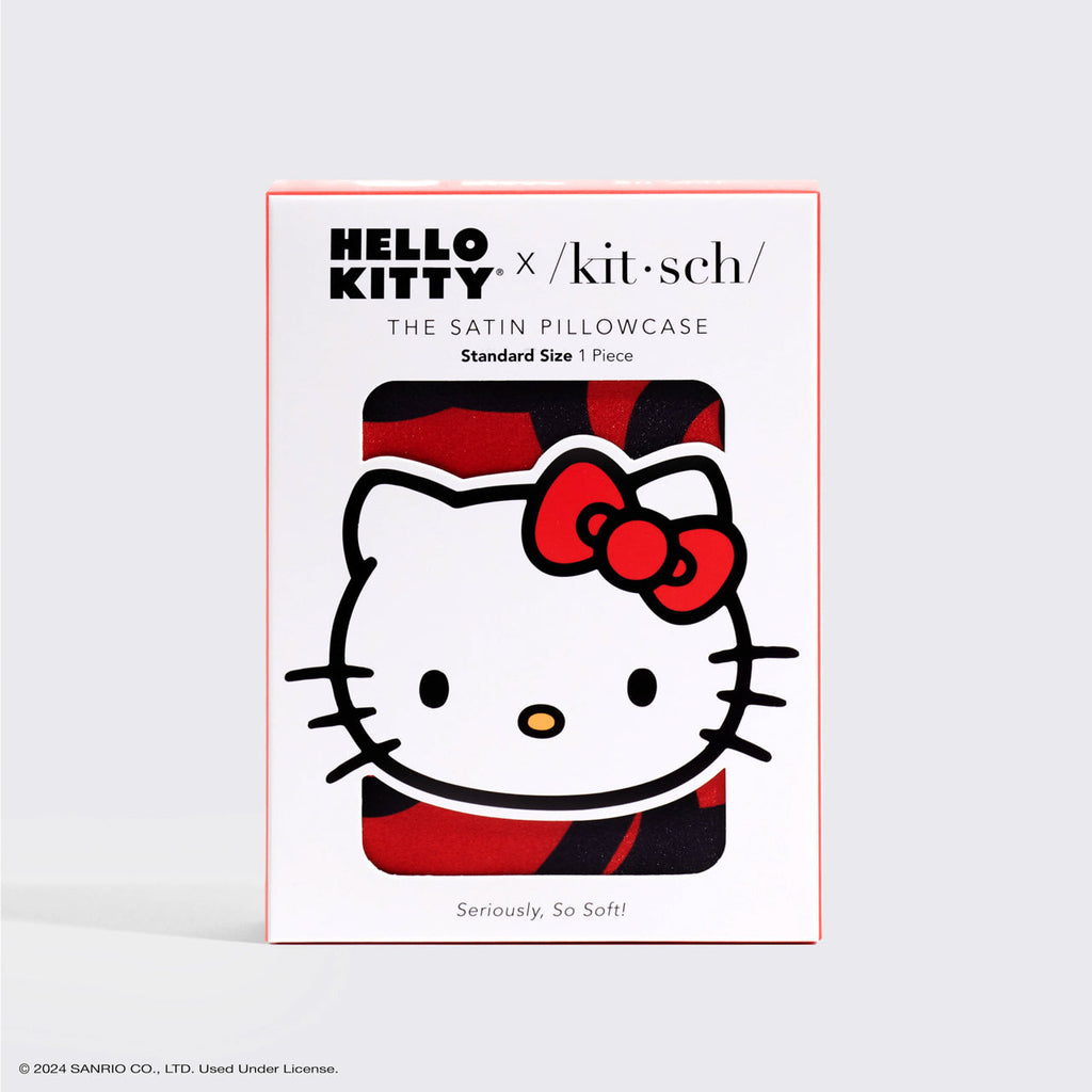 Kitsch x Hello Kitty Satin Pillowcase in Kitty Bathes in a Sea of Bows - Signature Selection