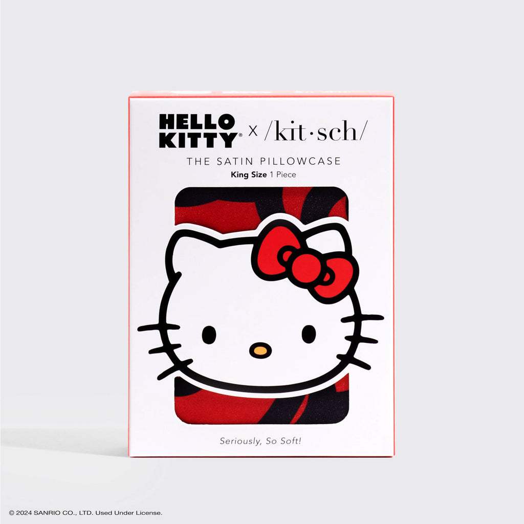 Kitsch x Hello Kitty Satin Pillowcase in Kitty Bathes in a Sea of Bows - King - Signature Selection