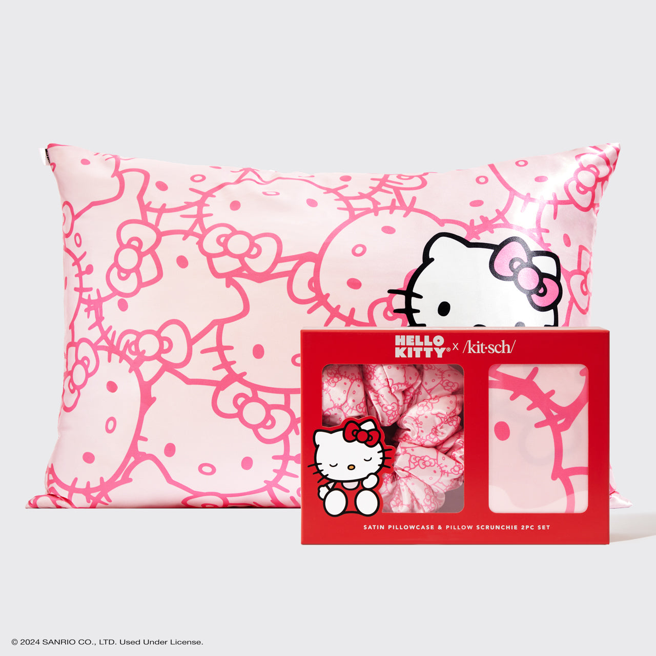 Hello Kitty x Kitsch Satin Pillowcase and Pillow Scrunchie 2pc Set - Signature Selection
