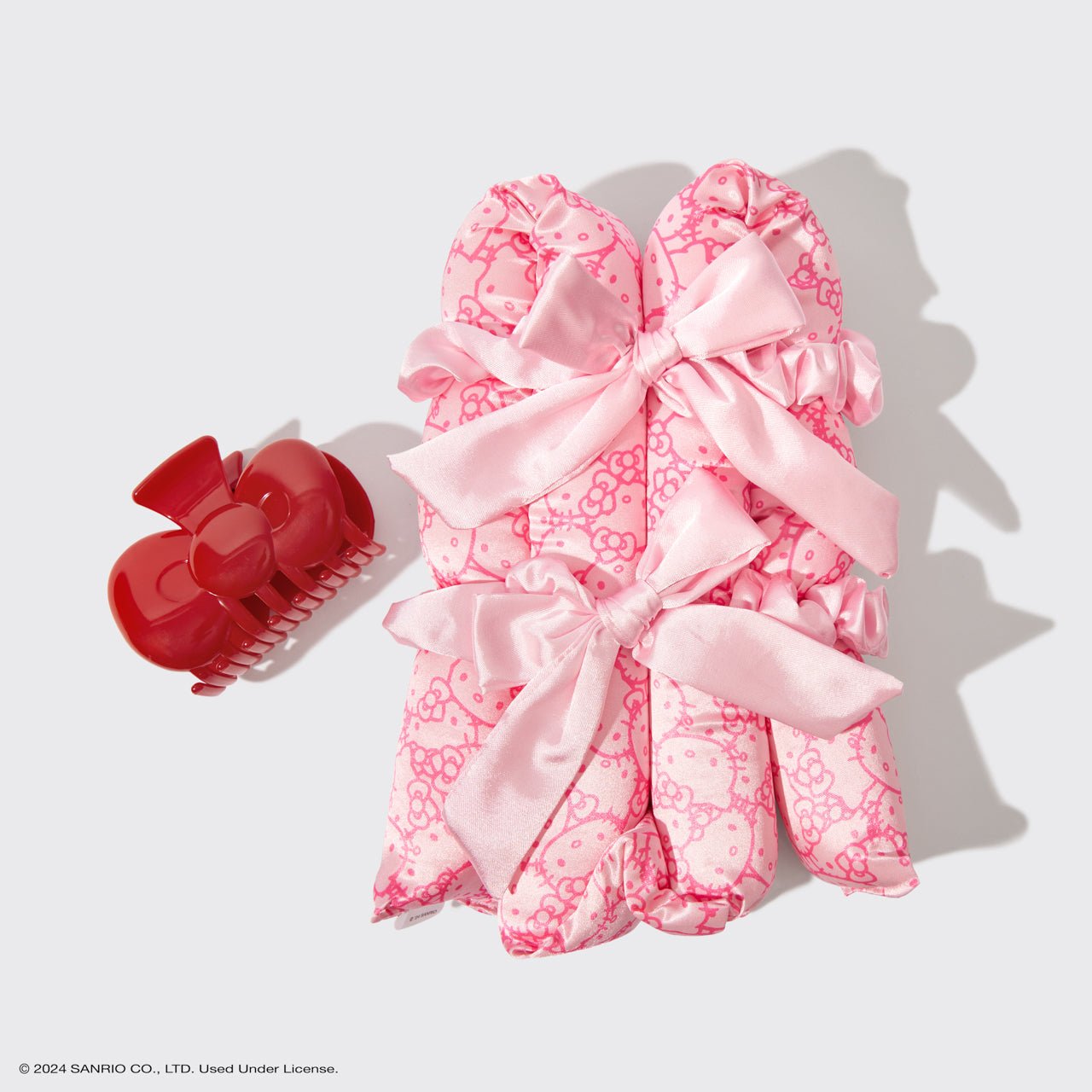 Hello Kitty x Kitsch XL Satin Heatless Styling and Bow Claw Clip 4pc Set - Curated Collection