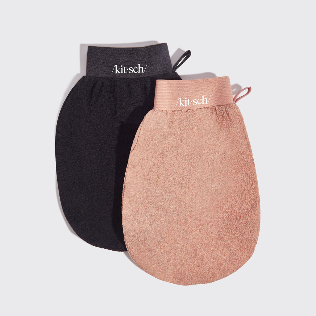 Black and Terracota Exfoliating Gloves 2pc Set - Curated Collection