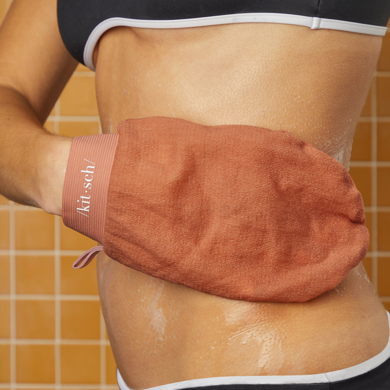 Black and Terracota Exfoliating Gloves 2pc Set - Curated Collection