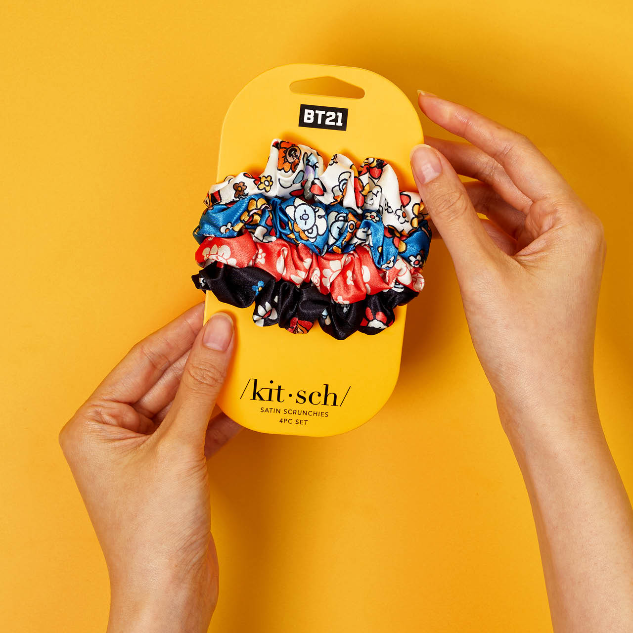 Kitsch x BT21 Satin Sleep Scrunchies 4pc Set - Everyday Essentials