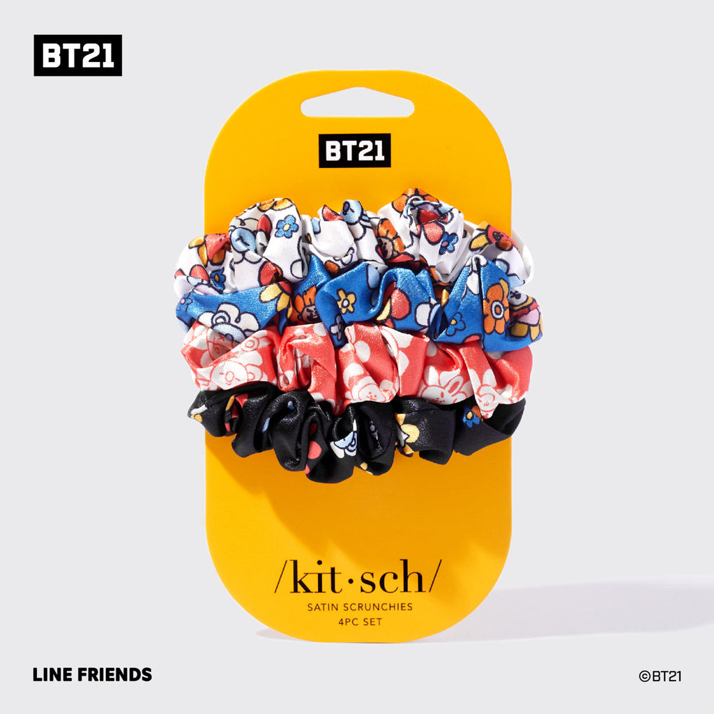 Kitsch x BT21 Satin Sleep Scrunchies 4pc Set - Everyday Essentials