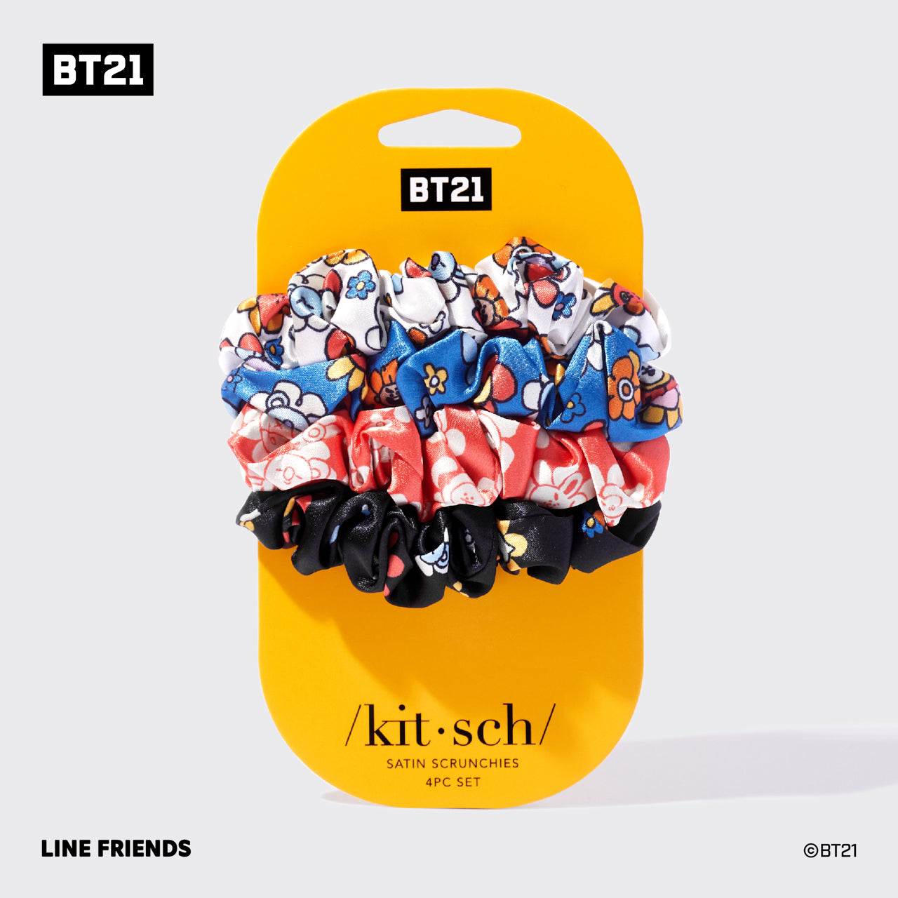 Kitsch x BT21 Satin Sleep Scrunchies 4pc Set - Everyday Essentials
