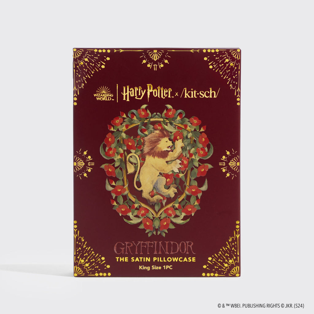Kitsch x Harry Potter Satin Pillowcase in Gryffindor 4 Pack - King - Curated Collection