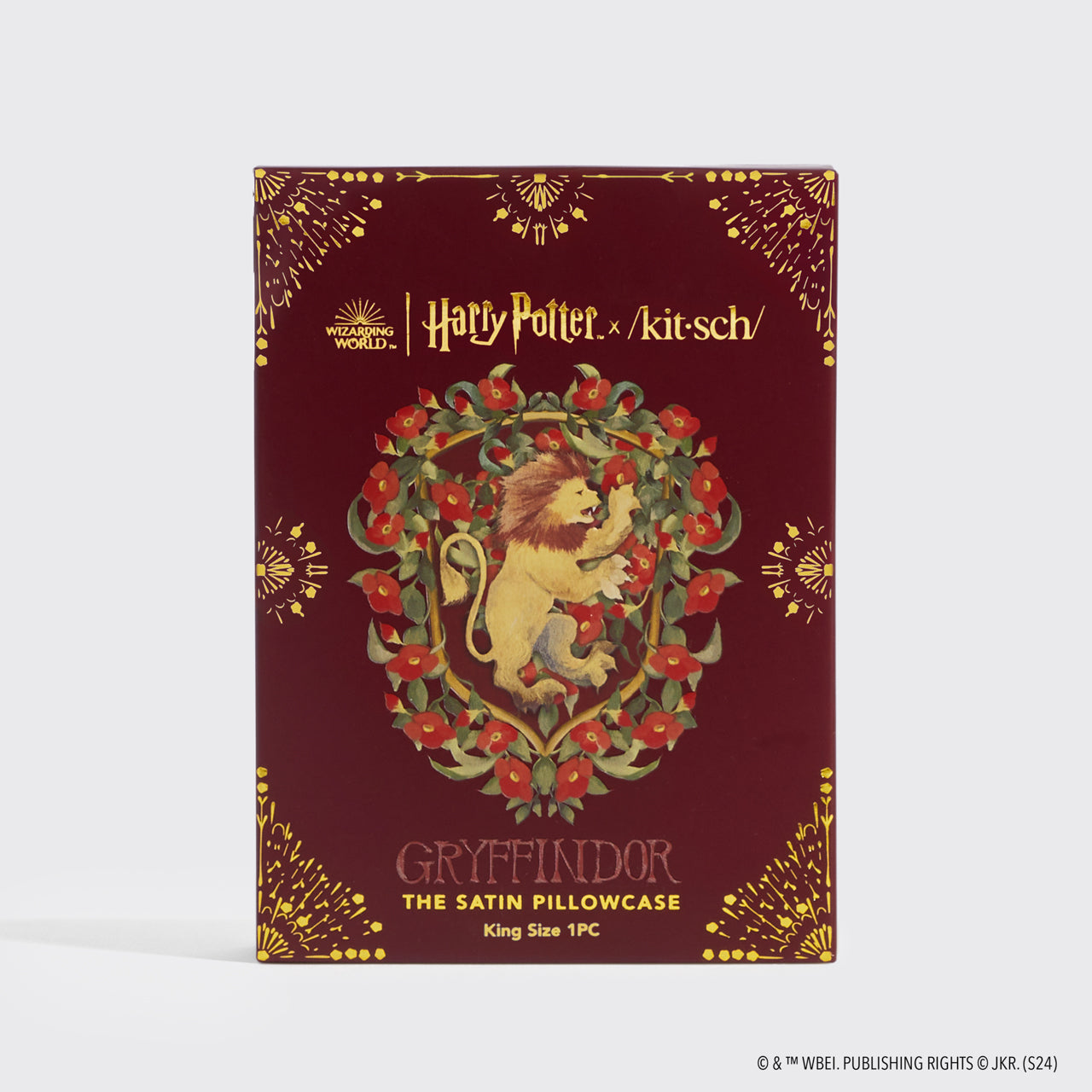 Kitsch x Harry Potter Satin Pillowcase in Gryffindor 4 Pack - King - Curated Collection